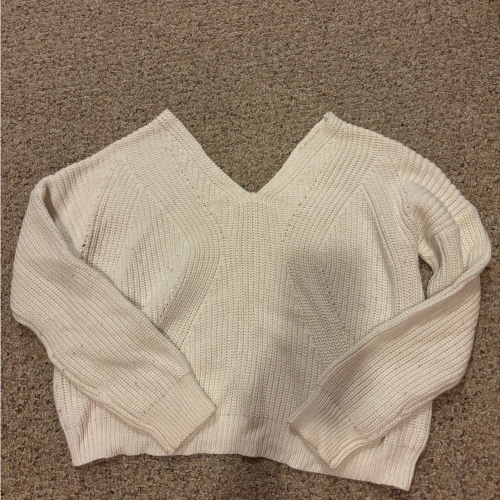 Poof! Women's Cream V-Neck Sweater